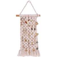 Pure Cotton Bohemian Wall Art Tapestry - Hand-Woven Jewellery Organiser, 35x20cm