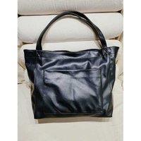 Unisex Black Vintage Style Vegan Leather Tote Bag - Spacious Classic Handbag, 7 Colours