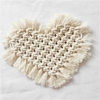 Hand-Woven Cotton Heart Coaster Set - 5-Piece Tableware, Eco-Friendly