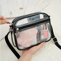 Women's Waterproof PVC Messenger Bag - Black Small Crossbody Purse with Adjustable Strap