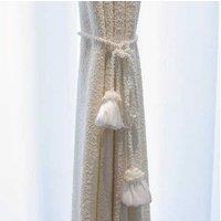 Champagne Rice Bead Gauze Curtain Tie Set - Soft Yarn, French Style, 25cm