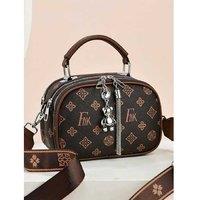 Unisex Black Retro PU Leather Crossbody Purse - Wide Strap, Bear Charm, 9 Colours, Medium Size