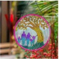 Glass Tree of Life Pendant 15cm - Decorative Hanging Suncatcher Home Art