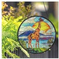 Hand-Painted Glass Giraffe Pendant Wall Art - Colourful Decorative Ornament, 15cm