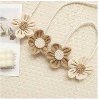 Pastoral Style Flower Curtain Tiebacks - Hemp Rope & Gauze, 25cm, Adjustable (2pcs Set)