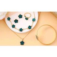 2X 5-Piece Lucky Clover Jewelry Set for Women - Alloy, Multi-Colour, Coordinated Accessories