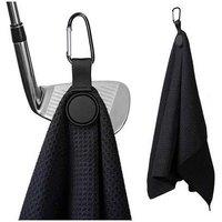 Microfibre Magnetic Bathroom Towel - Quick-Dry, Waffle Weave, Black 40x40cm