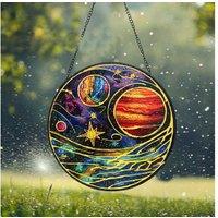 Glass Planet Sun Catcher Pendant 15cm - Decorative Hanging Home Accent