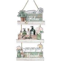 Bathroom Wall Art Wooden Sign - Poplar Board, Waterproof, 20x40cm