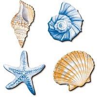 Handcrafted Mediterranean Shell Wall Art - Natural Conch & Starfish, 26x25cm Coastal Decor