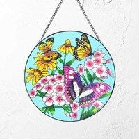 Butterfly Glass Pendant Sun Catcher Wall Art - 15cm Decorative Garden & Home Accent
