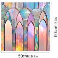Colourful Flower Static Glass Sticker - PVC Window Art, 50x50cm, Removable Decorative Film