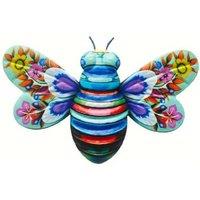 Handcrafted Wrought Iron Bee Window Pendant - Colourful Hanging Wall Art for Home & Garden Decor