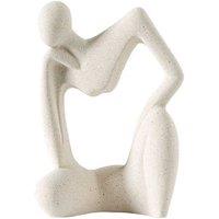 Modern Ceramic Humanoid Thinking Ornament - Handcrafted Minimalist Table Decor (12x12x17cm)