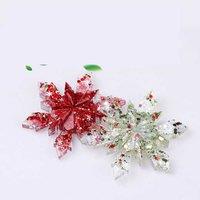 Natural Crystal Snowflake Christmas Tree Ornaments - Decorative Hanging Home Decor (10cm, Handcrafted, Glitter Finish)