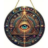 Round Acrylic Sun Catcher Pendant Wall Art - Transparent Decorative Hanging, 8x8cm Modern Style