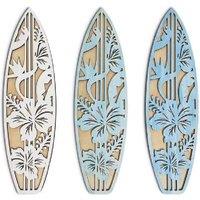 Summer Surfboard Wooden Wall Art Pendant - Poplar Wood, 3D Carved, Beach Style Home Decor