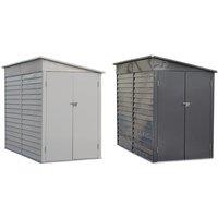 8.9ft x 4.8ft Durable Outdoor Steel Storage Shed with Lockable Doors & Lean-to Roof