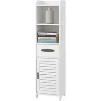 4 Tier White Bathroom Cabinet with Corner Cupboard and Storage Shelf
