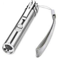 USB Rechargeable Stainless Steel Interactive Cat Laser Pointer & LED Flashlight Toy