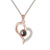 Hypoallergenic Rose Gold Love Memory Projection Pendant Necklace - Adjustable Chain, 100 Languages, Personalised Gift