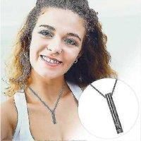 2Pcs Titanium Steel Anxiety Relief Breathing Necklace For Women - Minimalist Stress Pendant, Hypoallergenic, Washable