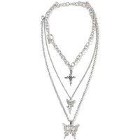 Women'S Silver Alloy Chunky Chain Choker Necklace Set - Layered Statement Jewellery