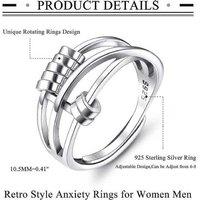 Women's 925 Sterling Silver Spinner Anxiety Relief Statement Ring