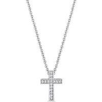 Silver Cross Pendant Necklace With Crystals - Statement Jewellery Gift