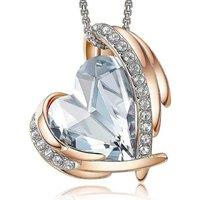 18Ct Rose Gold Plated Love Heart Crystal Pendant Necklace For Women - Hypoallergenic Jewellery Gift