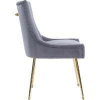 Serena Velvet Dining Chair - Gold Metal Legs, Handle Back, Modern Accent Seating