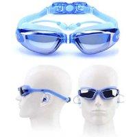Unisex Blue Anti-Fog UV Protection Swim Goggles Set - Lightweight, Stylish, Versatile for Summer Swimwear