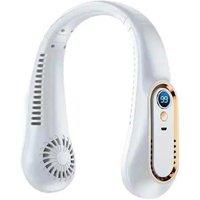 5-Speed Bladeless Neck Fan with Digital Display - 360 Surround Airflow & Hands-Free Cooling