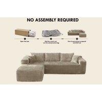 Modern Fabric L-Shape Corner Sofa - Corduroy, 3-Seater, Left or Right Chaise