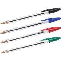 BIC Cristal Original Ballpoint Pens - Smooth Writing Plastic Pens, Pack of 27 (4 Colours)