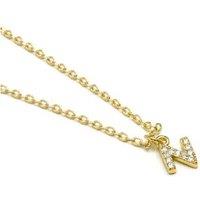 Luxenter 18k Gold Plated Personalised 'N' Pendant Necklace with Cubic Zirconia - Adjustable Chain