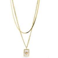 Luxenter Daisy 18K Gold Pendant Necklace with Mother-of-Pearl - Adjustable Chain, Statement Piece