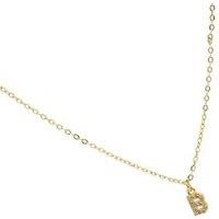 Luxenter 18k Gold 'B' Pendant Necklace with Cubic Zirconia - Adjustable Chain, Personalised Gift