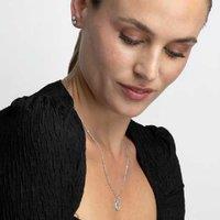 Luxenter Rhodium Plated Zirconium Alphabet J Personalised Necklace - Adjustable Chain, Sparkling Cubic Zirconia