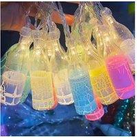 LED Cracked Glass Beer Bottle String Lights, 2m, 10 Bulbs, Multi-Power Outdoor