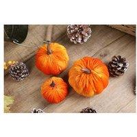 Velvet Pumpkin Halloween Ornament - Soft Decorative Table Accent
