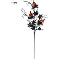 Black Spooky Pumpkin Decorative Bouquet - Halloween Tabletop Set of 3, Lightweight PP, 47cm