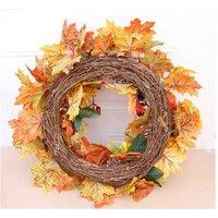 Autumn Pumpkin Pine Cone Wreath - Festive Door & Wall Decor, Plastic/Polyester/Cloth, Rustic Style