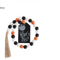Wooden Zombie Bead Tassel Hanging Flag - Halloween Wall Art, Eco-Friendly Rustic Decor