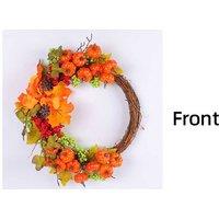 Handcrafted Autumn Pumpkin Vine Wreath Door & Wall Hanging Decoration - Fabric, Plastic, Foam, Natural Vine - Festive Fall Decor