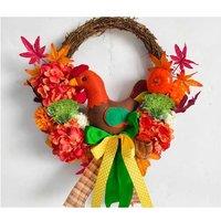 Handcrafted Chicken Figure Wreath - Autumn Door & Wall Art, Natural Vine & Polyester