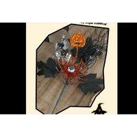 Spooky Pumpkin Maple Leaf Eyeball Flower - Realistic Halloween Decorative Accent