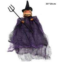 Scary Pumpkin Doll Pendant Wall Decor - Polyester, Child-Friendly, Halloween Party Prop