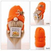 Thanksgiving Autumn Knitted Hat Gnome Doll - Plush Fabric Table Ornament, Festive Country Decor