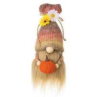 Handcrafted Wool Gnome Table Ornament - Harvest Season Shell Hat, Pumpkin, Soft Polyester Decor